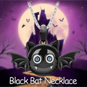 3 For $35 Black Vampire Bat 🦇 With Blue Rhinestone Eyes Necklace